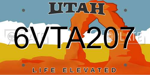 6VTA207 Utah License Plate
