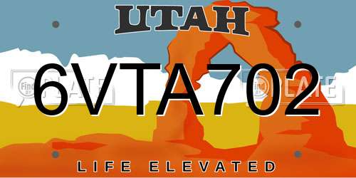 6VTA702 Utah License Plate