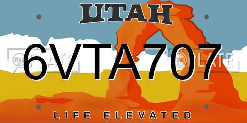 6VTA707 Utah License Plate