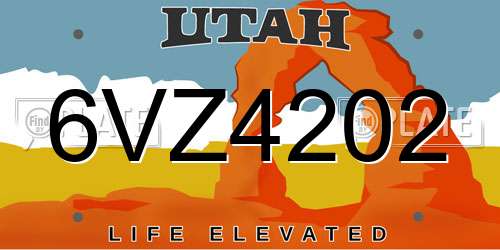 6VZ4202 Utah License Plate