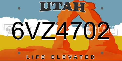 6VZ4702 Utah License Plate