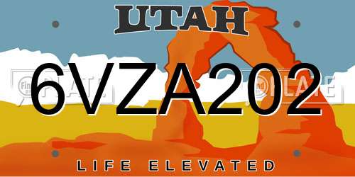 6VZA202 Utah License Plate