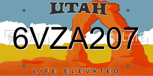 6VZA207 Utah License Plate