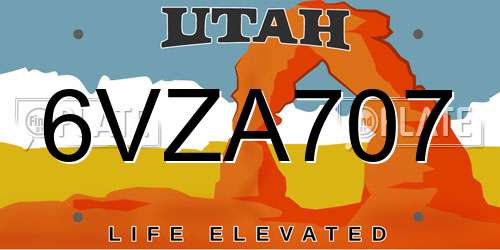 6VZA707 Utah License Plate