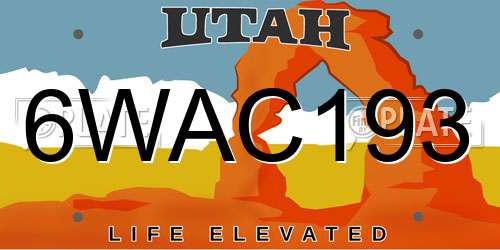 6WAC193 Utah License Plate