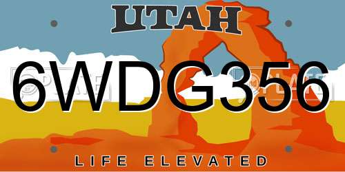 6WDG356 Utah License Plate