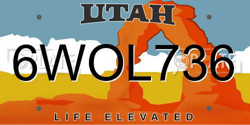 6WOL736 Utah License Plate