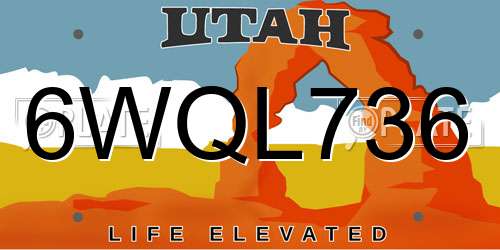 6WQL736 Utah License Plate
