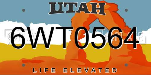 6WT0564 Utah License Plate