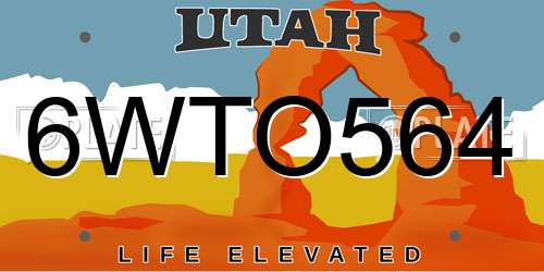6WTO564 Utah License Plate