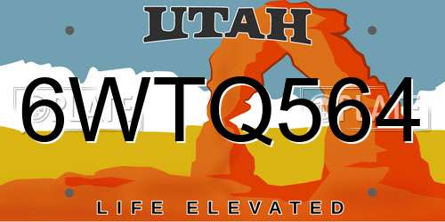 6WTQ564 Utah License Plate