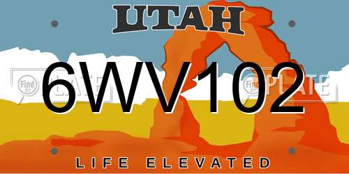 6WV102 Utah License Plate