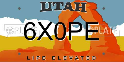 6X0PE Utah License Plate