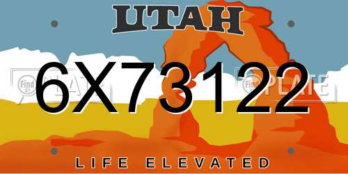 6X73122 Utah License Plate