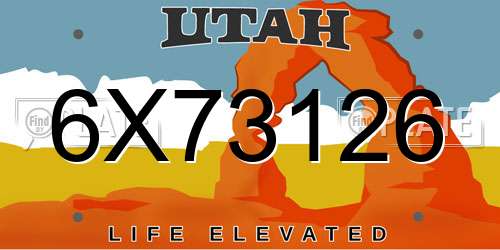 6X73126 Utah License Plate