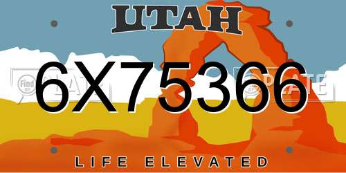 6X75366 Utah License Plate