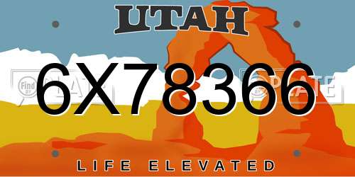 6X78366 Utah License Plate