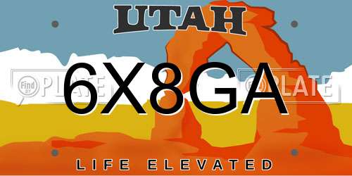 6X8GA Utah License Plate