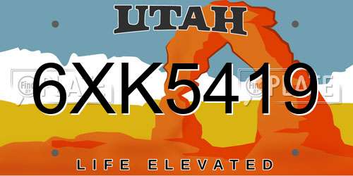 6XK5419 Utah License Plate