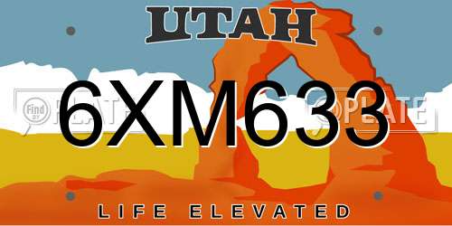 6XM633 Utah License Plate