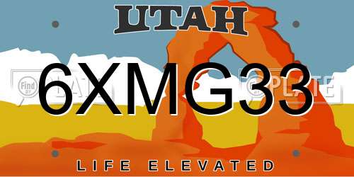 6XMG33 Utah License Plate