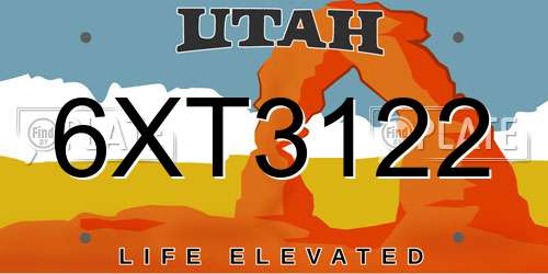 6XT3122 Utah License Plate