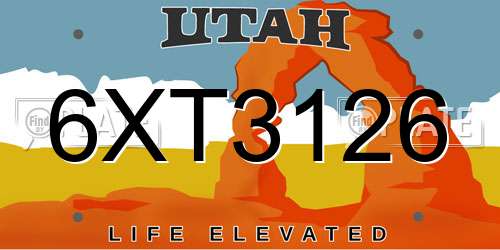 6XT3126 Utah License Plate