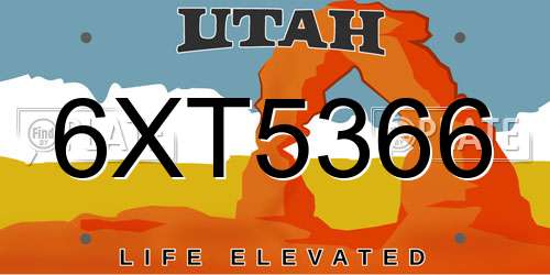 6XT5366 Utah License Plate