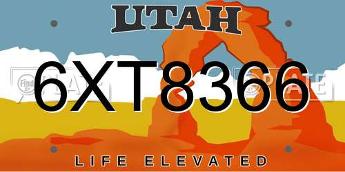 6XT8366 Utah License Plate