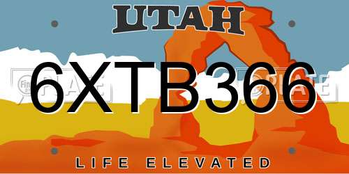 6XTB366 Utah License Plate