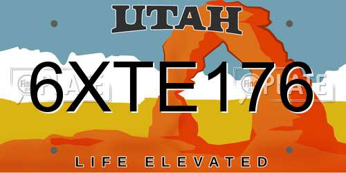 6XTE176 Utah License Plate