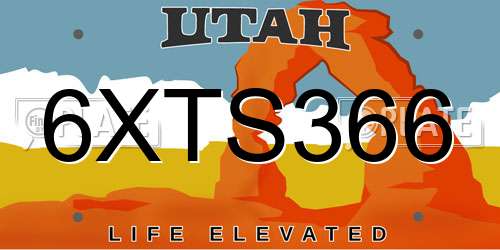 6XTS366 Utah License Plate