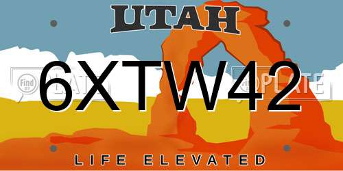 6XTW42 Utah License Plate