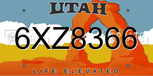 6XZ8366 Utah License Plate