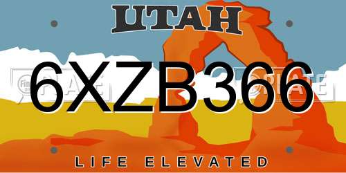 6XZB366 Utah License Plate