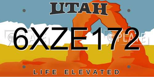 6XZE172 Utah License Plate
