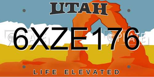 6XZE176 Utah License Plate