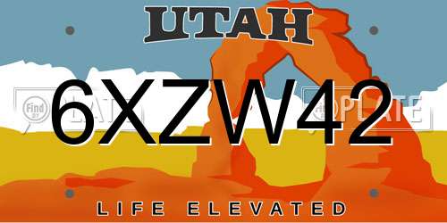 6XZW42 Utah License Plate