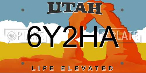 6Y2HA Utah License Plate