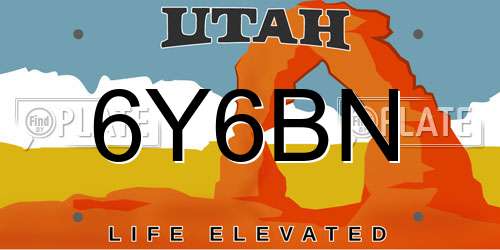 6Y6BN Utah License Plate