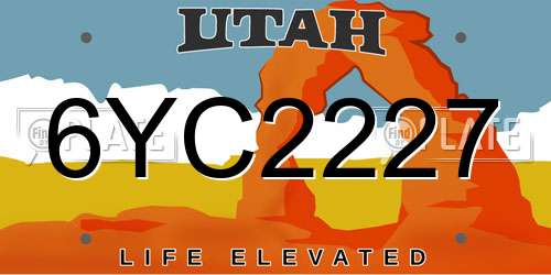 6YC2227 Utah License Plate
