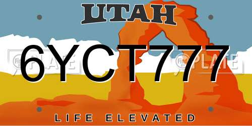 6YCT777 Utah License Plate