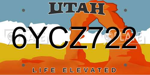 6YCZ722 Utah License Plate