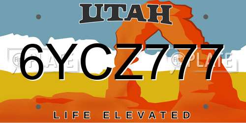 6YCZ777 Utah License Plate