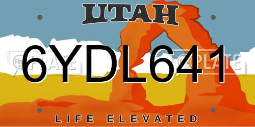 6YDL641 Utah License Plate