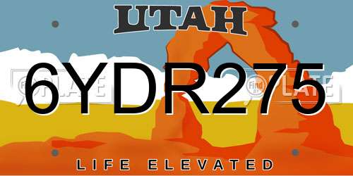6YDR275 Utah License Plate