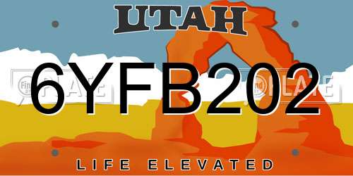 6YFB202 Utah License Plate