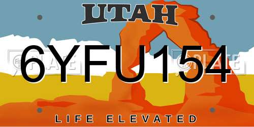 6YFU154 Utah License Plate