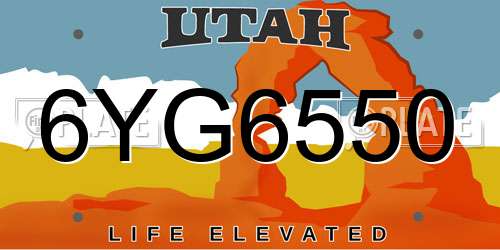 6YG6550 Utah License Plate