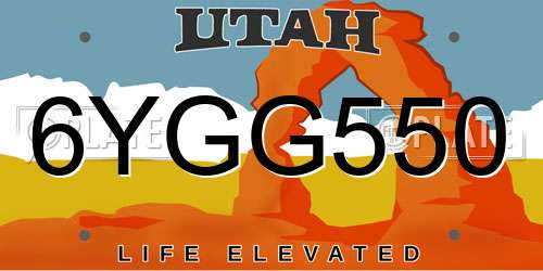 6YGG550 Utah License Plate